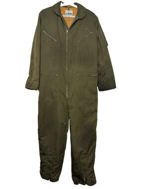 Sears Men’s 50 Long Insulated Coveralls Olive Green Work Chore Leisure Vintage